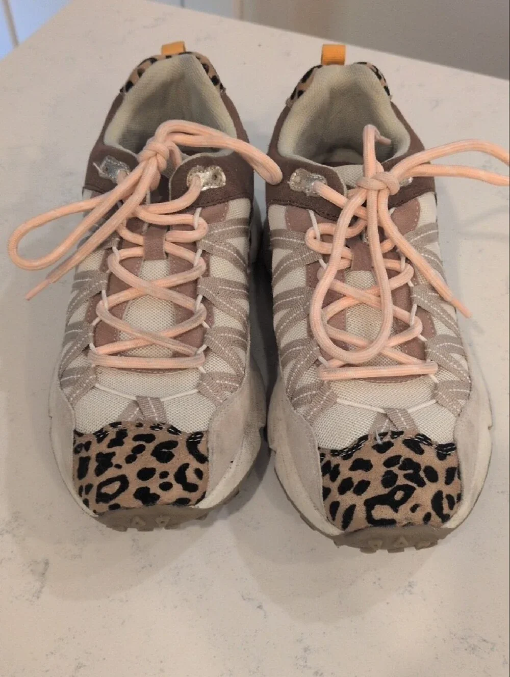MIA WomensNeutral Leopard Accent Sneakers - Pink Beige